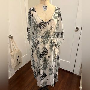 Kona Sol Beach Cover up / palm leaf pattern size L large
